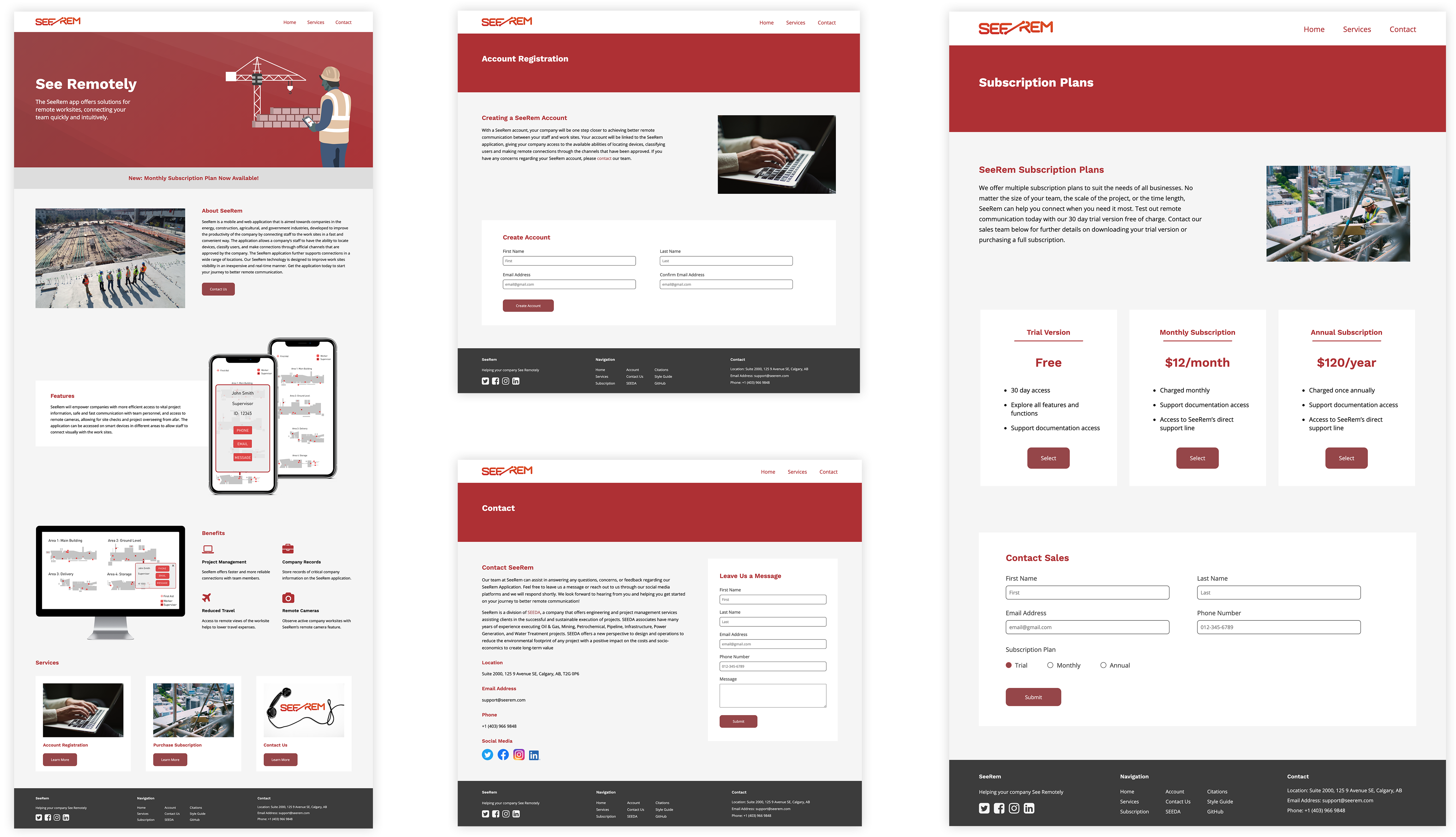 SeeRem Website Layouts