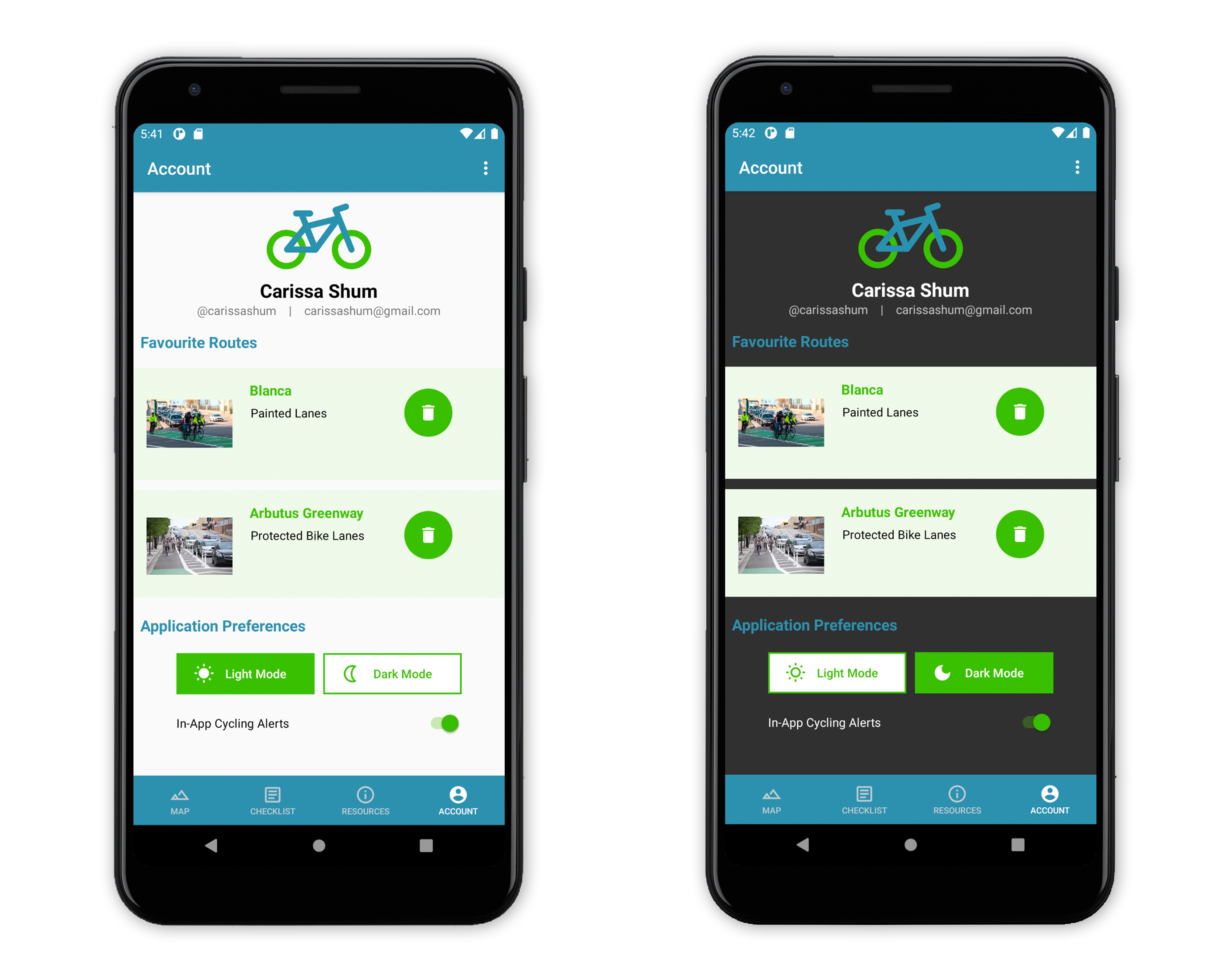 VanCity Cycling Light and Dark Mode
