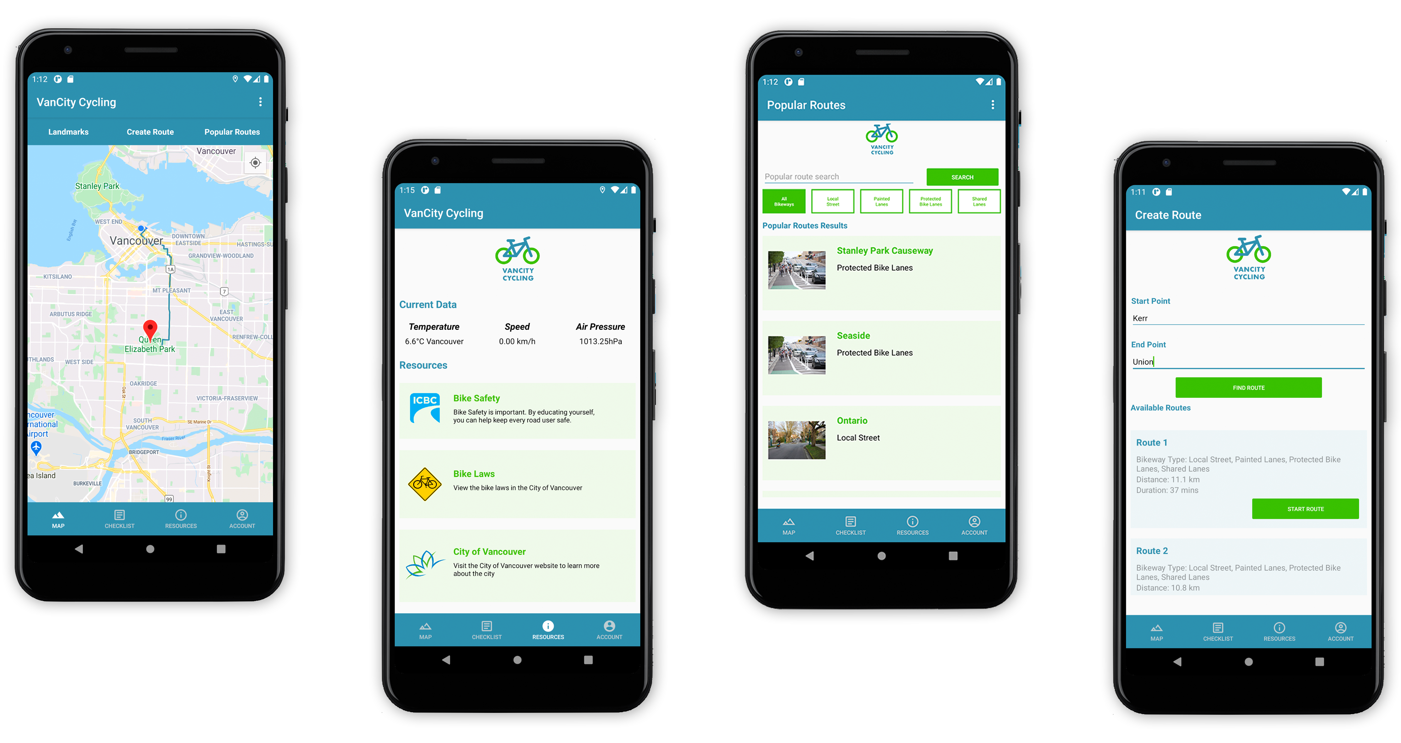 VanCity Cycling Map Interface and Resource Activities